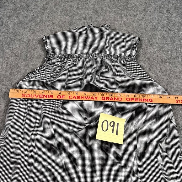 Ivy Jane Black White Gingham Sleeveless Ruffle Blouse Women's Size Small‎ - Picture 5 of 5